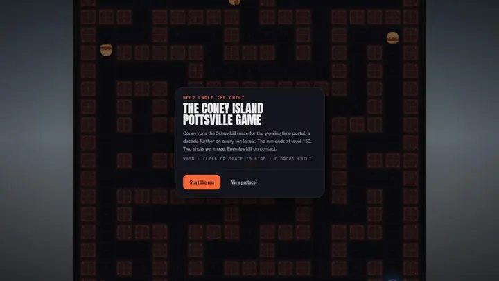 The opening card explaining the run