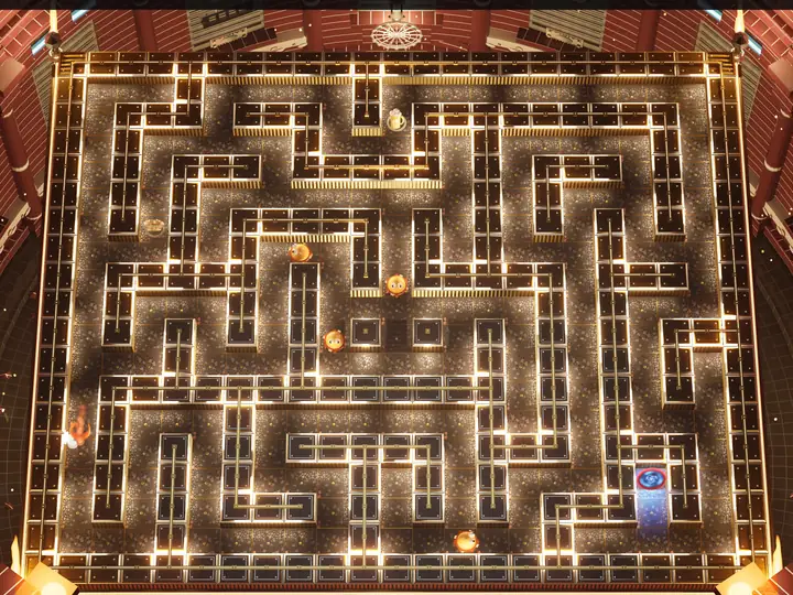The 1980s maze in a brick arcade