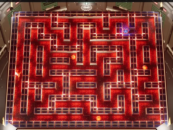 The 1990s maze in laser red